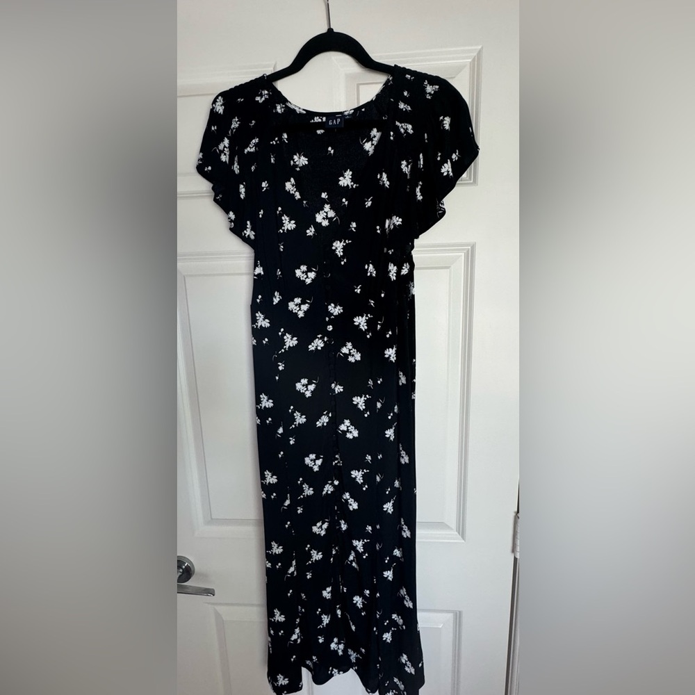 Gap Black Floral Midi Dress